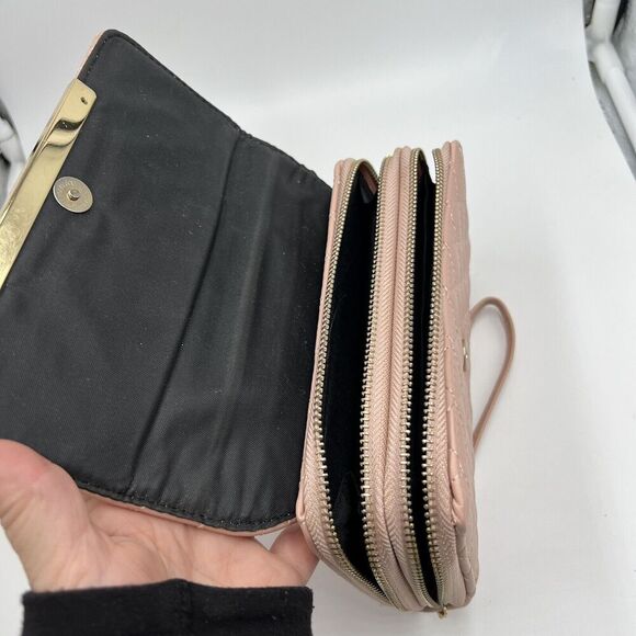 Faux Leather Zip Clutch Wallet Blush Pink Multiple Pockets And Card Slots Read - Picture 5 of 7